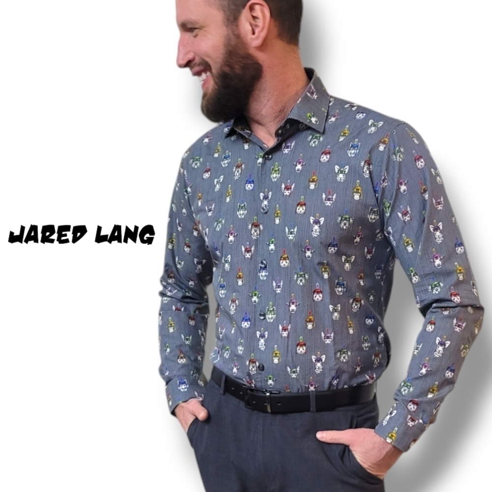 Jared Lang Animals in Helmets Slimfit Button-Down Shirt